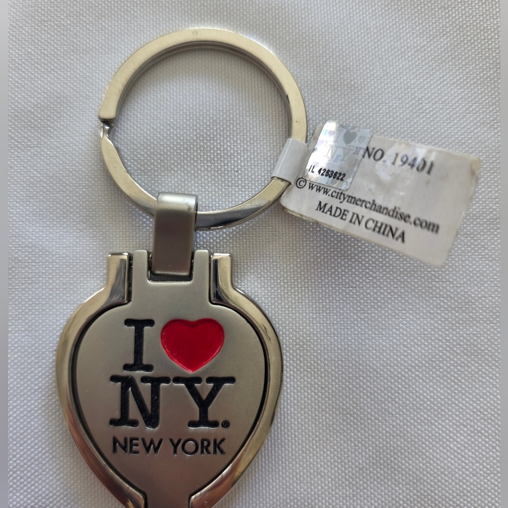I Love NY Classic Logo Pictureframe Keychain with Red Heart